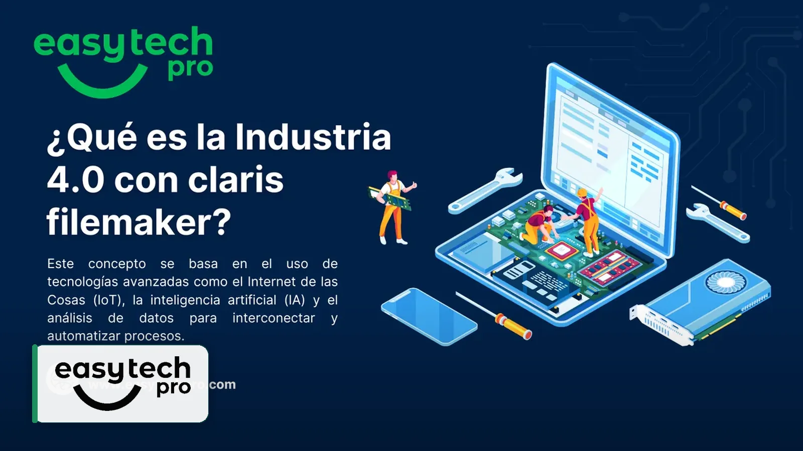Portada del artículo Qué es la industria 4.0 con Claris FileMaker sobre Transformación digital en el blog de EasyTechPro